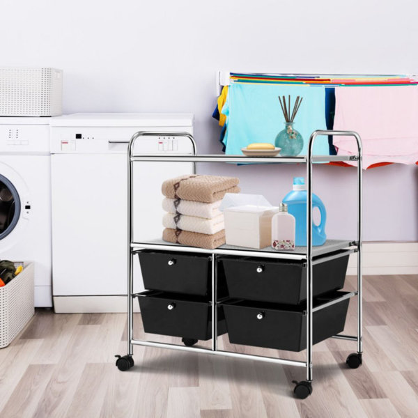 Rebrilliant 4 Drawers Shelves Rolling Storage Cart Rack Wayfair Canada